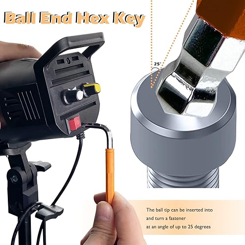 Miniatura 4 de WEDO Juego de llaves Allen con extremo de caja, 9 llaves hexagonales de brazo largo, tamaños métricos, 0.069-0.394 pulgadas, acero al cromo vanadio,