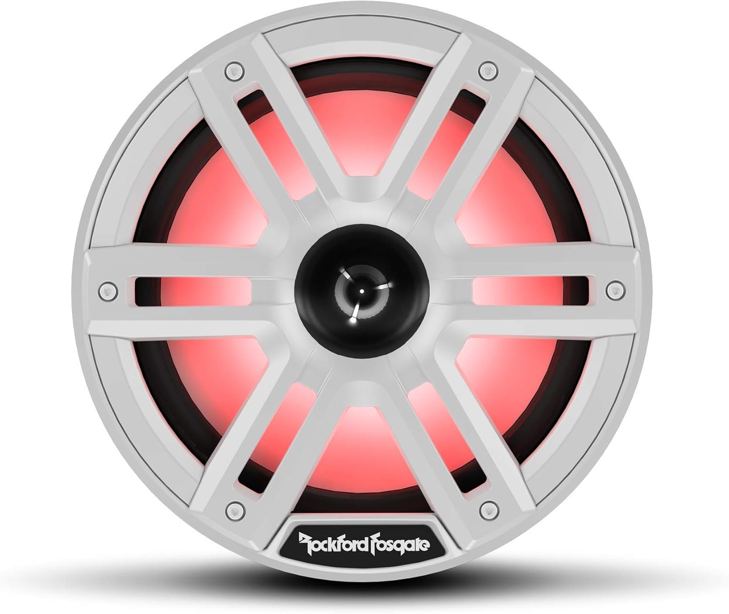 Rockford Fosgate M2-8H Color Optix 8” 2-Way Coaxial Multicolor LED Lighted Marine Speakers with Horn Tweeters - White/Stainless (Pair)