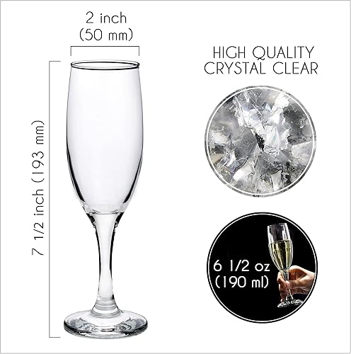 Miniatura 6 de Volarium Juego de 6 copas de champán, elegantes copas de cristal para vino espumoso, perfectas para Navidad, bodas, fiestas y cenas familiares,