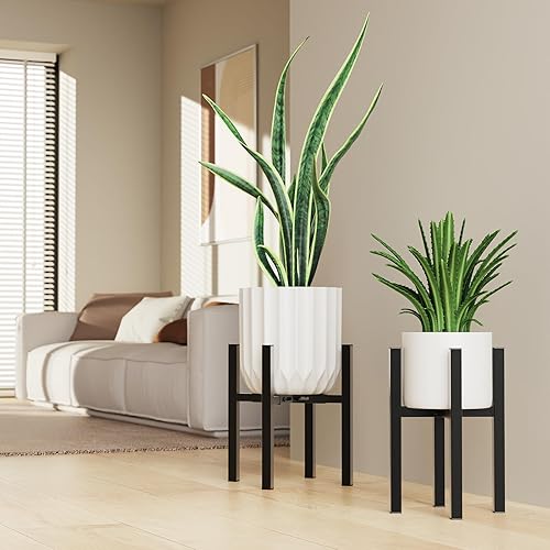 Miniatura 7 de MUDEELA Soporte para plantas para interiores y exteriores ancho ajustable para macetas de 8 a 12 pulgadas, soporte de metal resistente para plantas