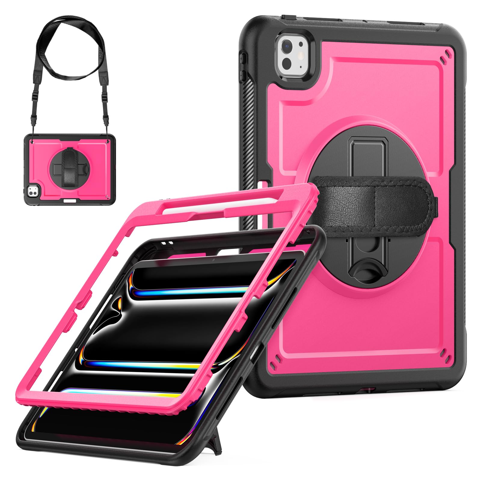 Coque iPad Pro 11 M4 A2836 antichoc avec protection écran et béquille rotative - 8