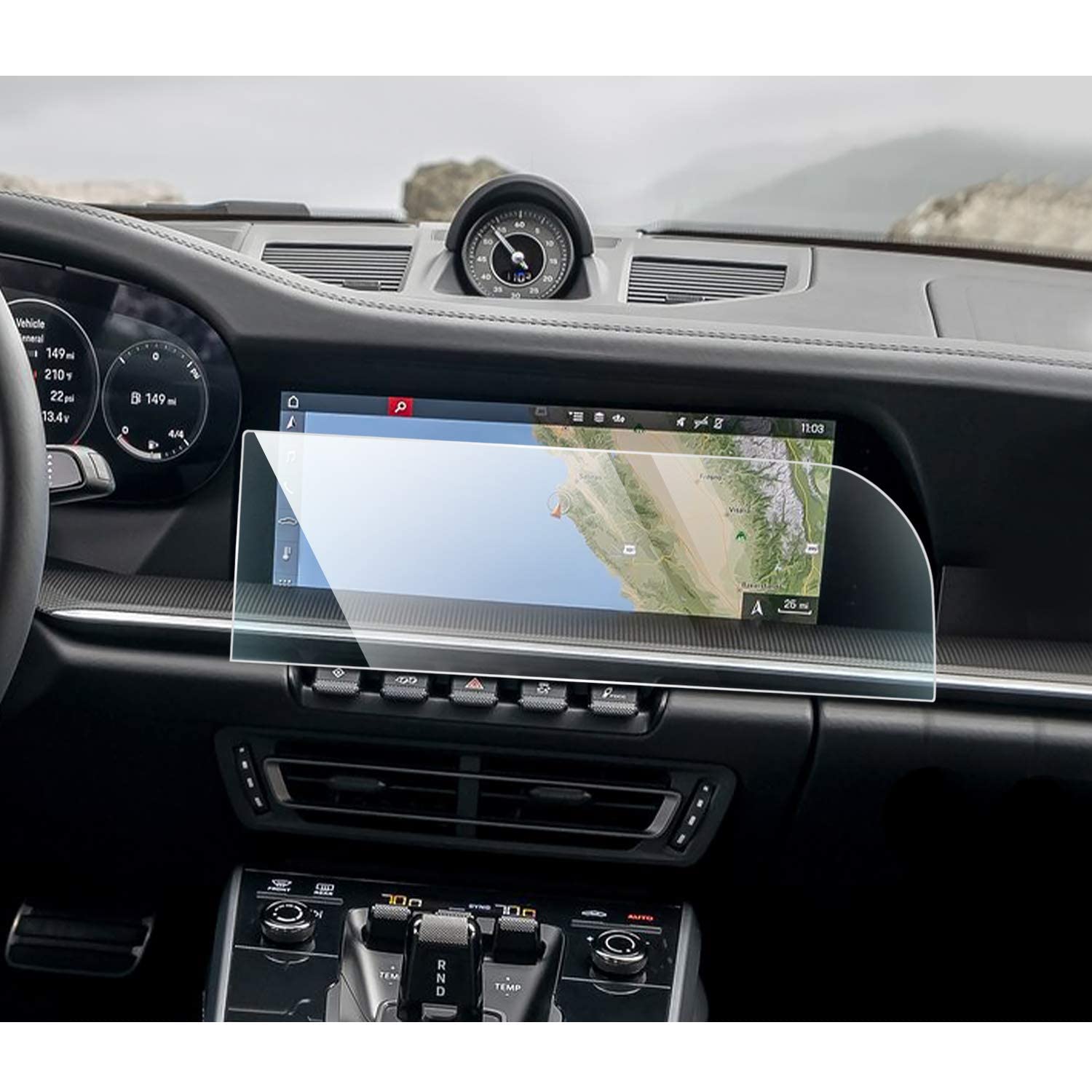 BIXUAN 10,9 Pellicola Protettiva compatibile con Porsche 911 Turbo Carrera( PCM) 2021-2023 2024 Proteggi Schermo salvaschermo 9H Vetro Temperato Pellicola Anti Impronte GPS Navi