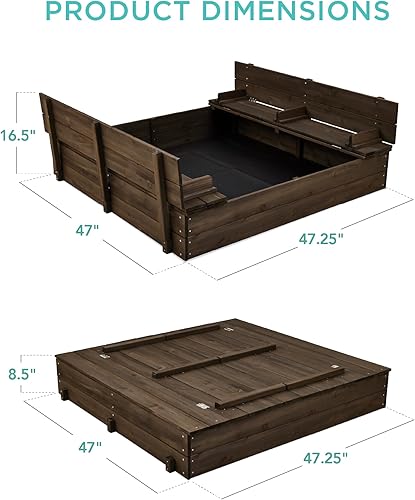 Vista 20 de Best Choice Products Arenero de cedro con dos asientos. Marrón