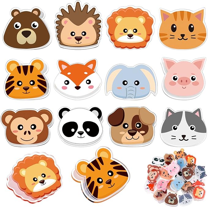 Crtiin 24 Pcs Cute Bag Clips Funny Clips Animals Shaped Fruit Kitchen and Food Bag Clips Binder and Paper Clips Plastic Bread Bag Clips for Airtight Seal Food Storage