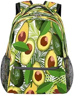 Mochilas para meninos e meninas, mochila escolar com vários bolsos, frutas frescas, abacate, impermeável, com alça de ombro ajustável para viagens, caminhadas, acampamento, Multi, Medium
