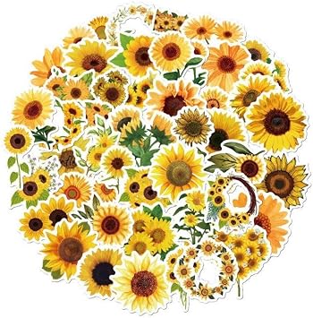 Stickers Waterproof Stickers, Sunflowers, Plants, Flowers, Popular, Anime, Cute, Pleasure, Car, Water Bottle, Phone, Guitar, Notebook, Smartphone, Motorcycle, Bicycle, Helmet, Suitcase, PC, 50 Piece