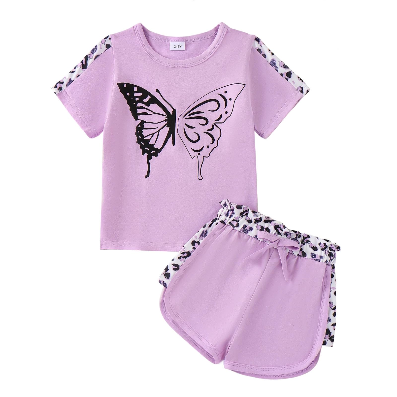 Toddler Girl Clothes 2PCS Leopard T-Shirt + Shorts Set Summer 2-8Y