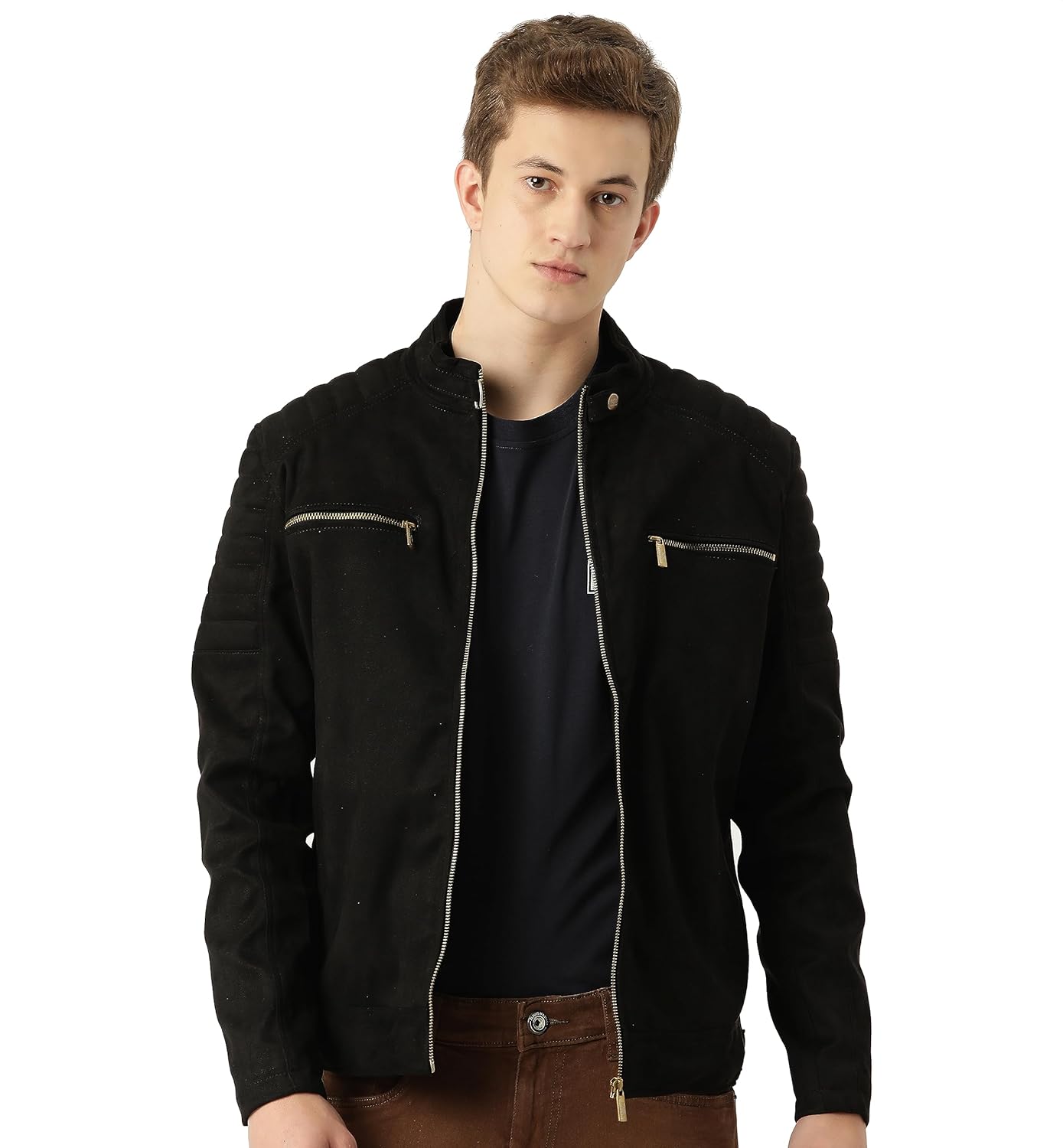 MUTEME Men’s Suede Faux Leather Jacket