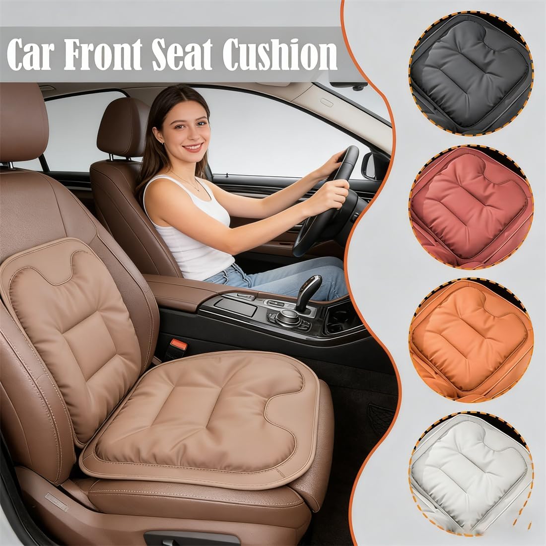 Skin-Friendly & Dirt-Repellent Leather Seat Cushions, Universal Car Seat Cushion, Memory Foam, Non-Slip, Leather, Thickened, Breathable, Comfortable for Car and Office (2, Black)