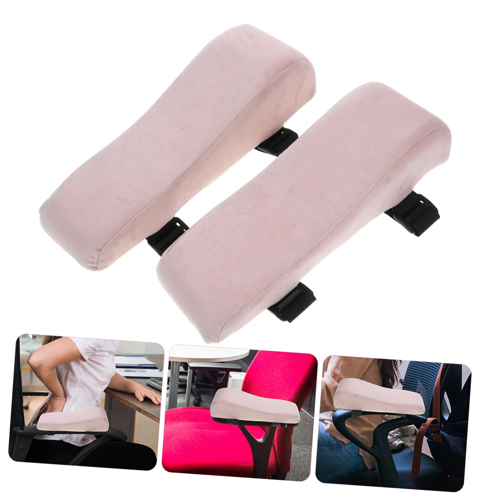 Operitacx 2 Almohadillas para Reposabrazos de Silla, Felpa Rosa, 2 Piezas
