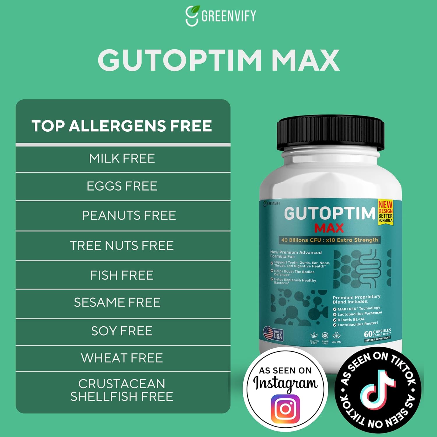GutOptim Max for Gums and Teeth Health - 40 Billion CFU Advanced Oral Probiotics, Fresh Breath Support - 120 Capsules, Oral Care Gums and Teeth Supplement (3)