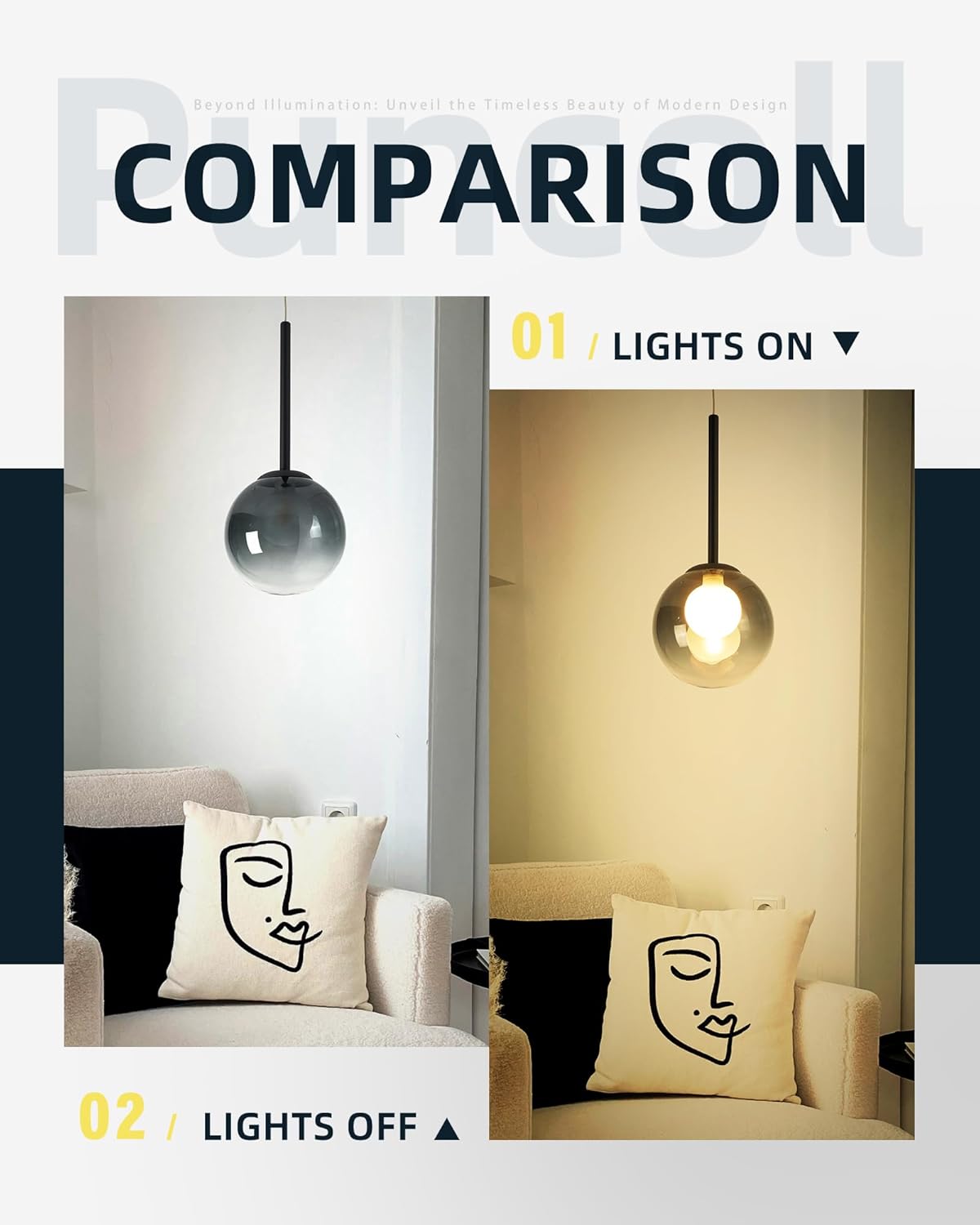 Modern Pendant Light - Pendant Light for Kitchen Island with Smocky Black Glass Globe - Hanging Ceiling Light Fixture, H3960-1-SMBK