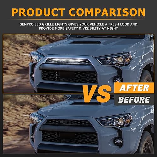 Miniatura 7 de Juego de 4 luces LED blancas para parrilla delantera y superior para Toyota 4Runner TRD Pro Raptor 2014-2023 con arnés de cableado, lente ahumada