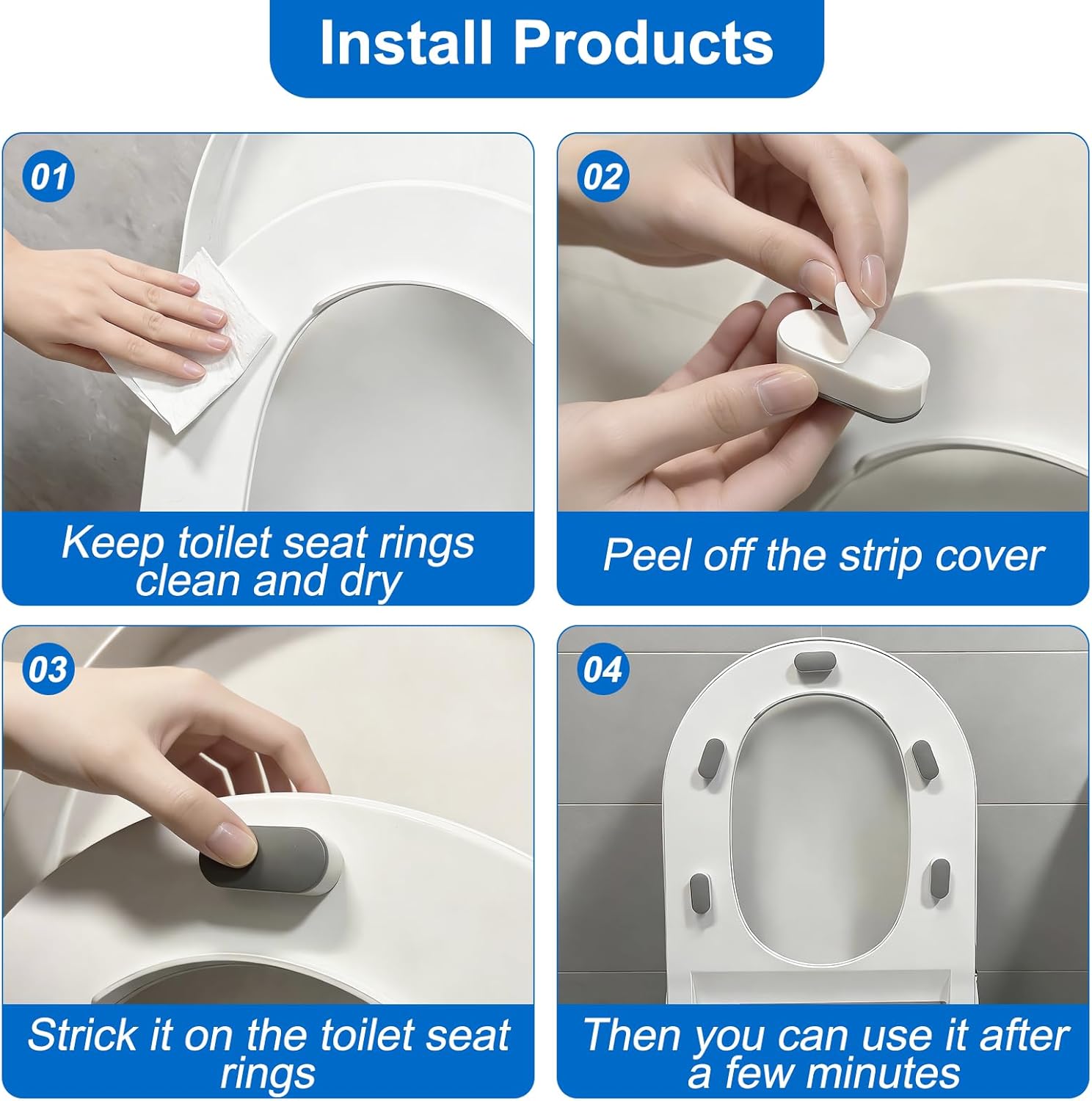 5 PCS Toilet Seat Bumpers for Bidet Attachment with Strong Adhesive, Universal Non-Slip Toilet Seat Spacers for Bidet and Toilet Lid, Universal Fit for Home and Commercial Bathrooms