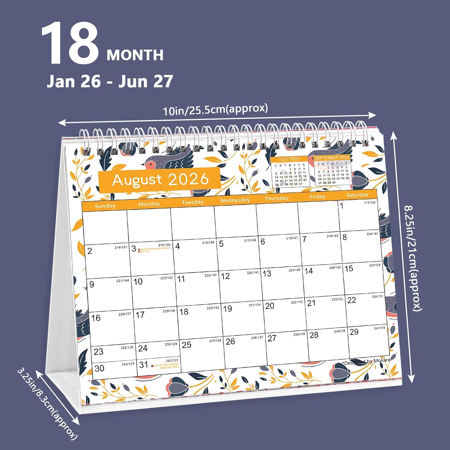 Desk Calendar 2026-2027, Monthly Desktop Calendar(Jan. 2026 - Jun. 2027, 10" x 8.25"), Standing Flip Calendar with Thick Paper, Academic Year Standing Desk Calendar with Planner Stickers