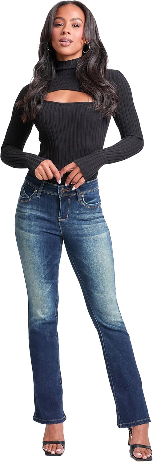 YMI Jeans Women's Wannabettabutt Mid Rise Bootcut Jeans - Image 4