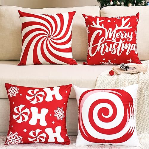 Miniatura 8 de Juego de 4 fundas de almohada lumbar de Navidad en blanco y negro de 12 x 20 pulgadas, decoración de Navidad negra, copo de nieve, árbol de Navidad,