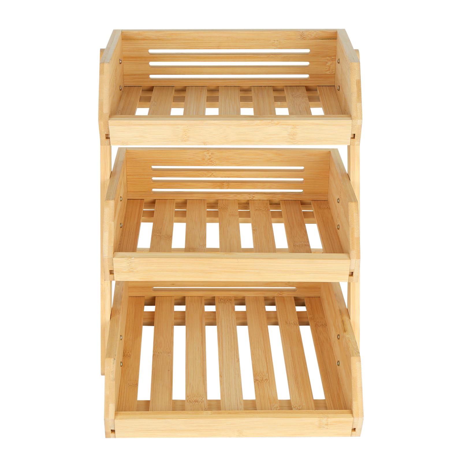 HUOLE Supporto per Cesto di Frutta in Bambù, a 3 Ripiani, Supporto per Cestino di Frutta, Organizzazione del Pane in Cucina, per Piano di Lavoro di Cucina per Frutta 30*33*41cm