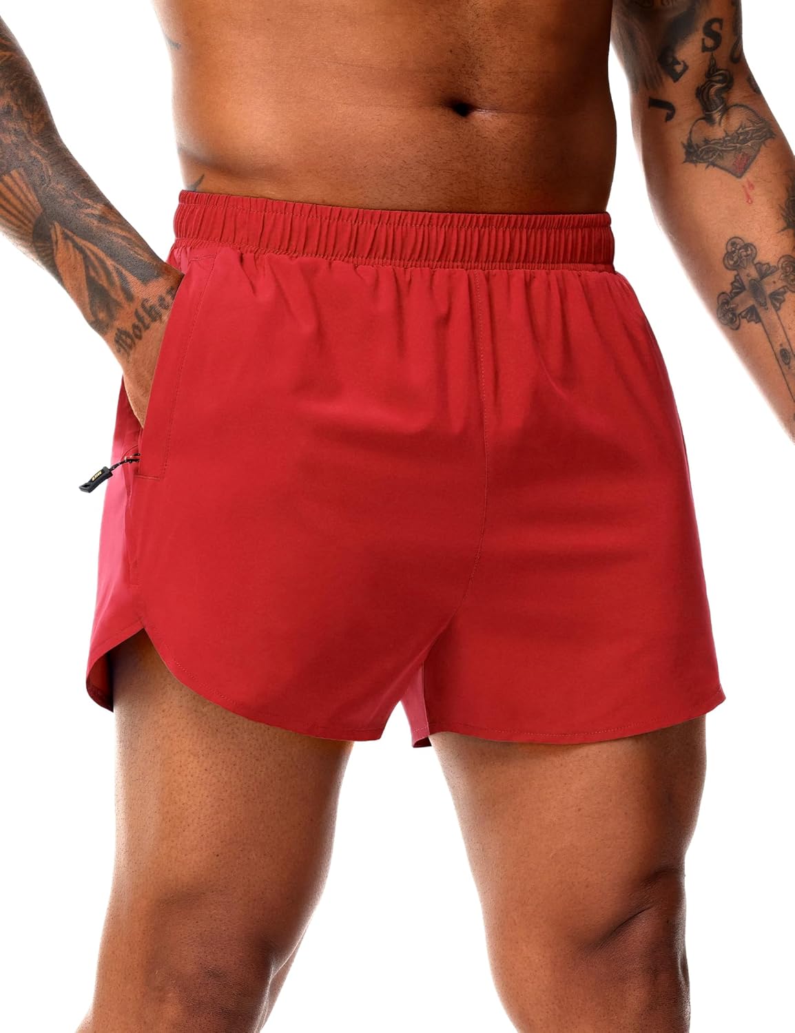 MIER Men's 3 Inch Inseam Running Shorts with Brief Liner Dry Fit Gym Athletic Workout Exercise Shorts with Zipper Pocket - Image 2