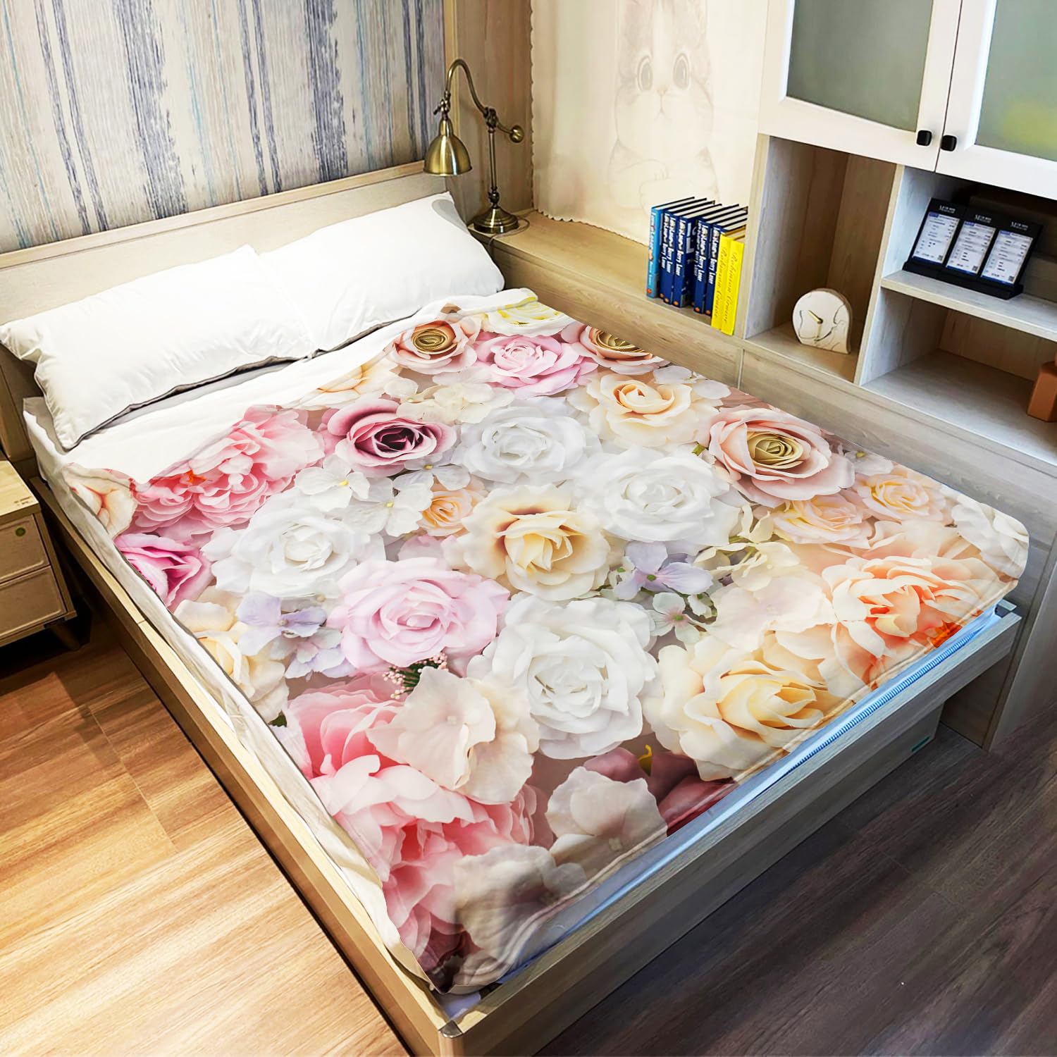 YISUMEI Bedruckte Kuscheldecke Bunt Rosen Decke Flauschig Weich Fleecedecke 150x200 cm
