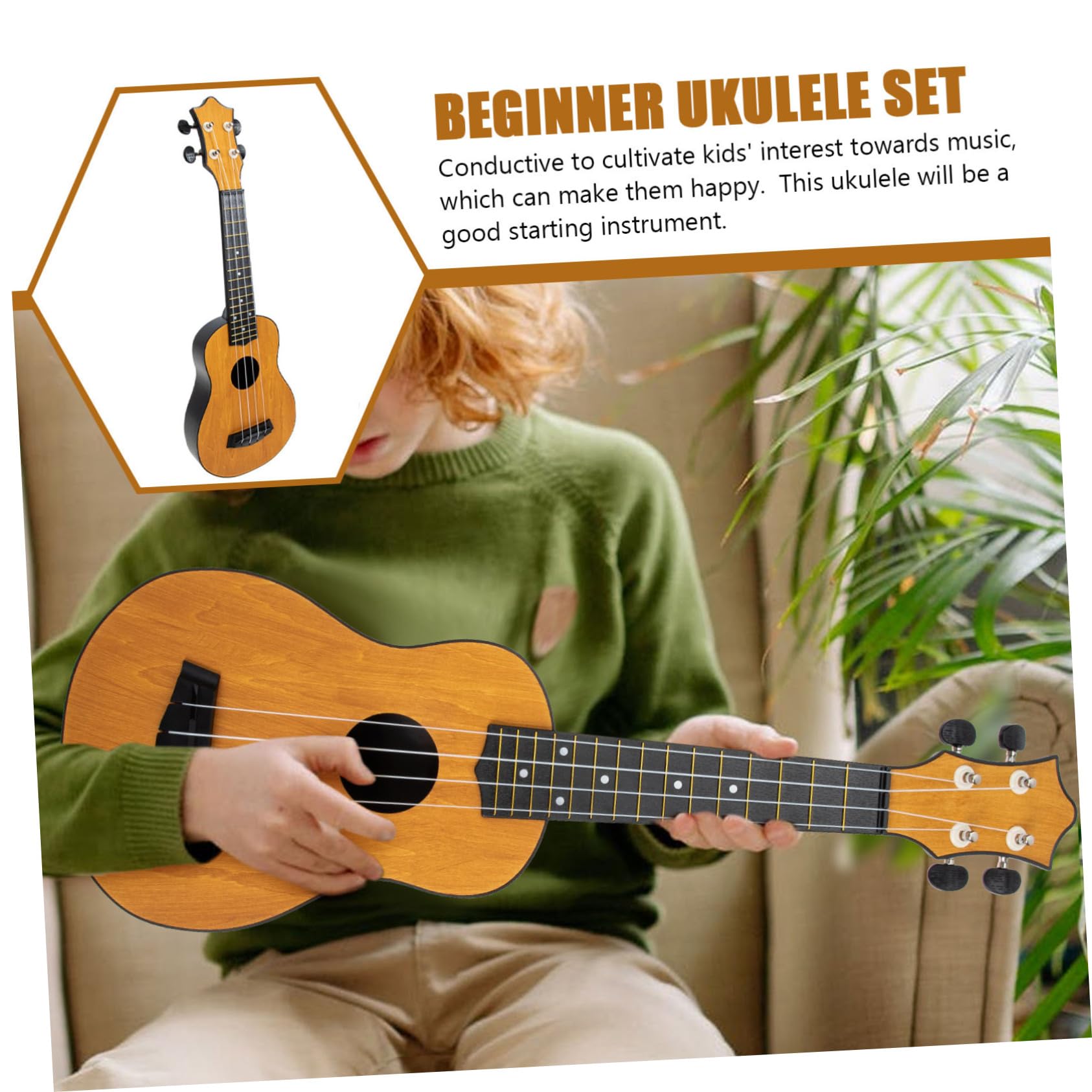 ERINGOGO Holz Ukulele Kinderinstrument Für Anfänger Leicht Tragbar Fördert Hand-gehirnkoordination