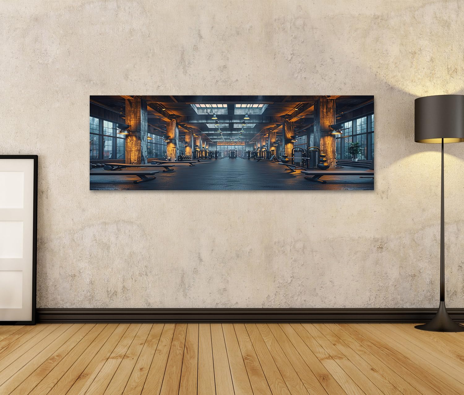 islandburner Prime Quadro su tela Palestra moderna in stile industriale con illuminazione per gli appassionati di fitness palestra palestra Immagini murali poster
