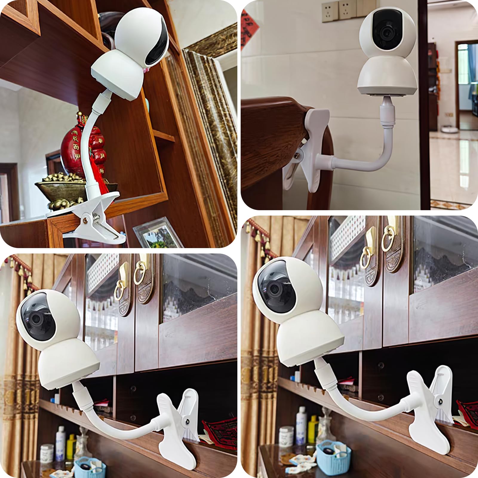 Soporte de Vigilabebés, Versátil Soporte Flexible con Abrazadera Giratoria para SpaceView/Spaceview Spaceview Pro,Monitor de Vídeo de Bebé (Blanco)