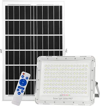 300W LED Solar Flood Lights, 24,000 Lumens, Waterproof Outdoor Security Lighting with Remote Control