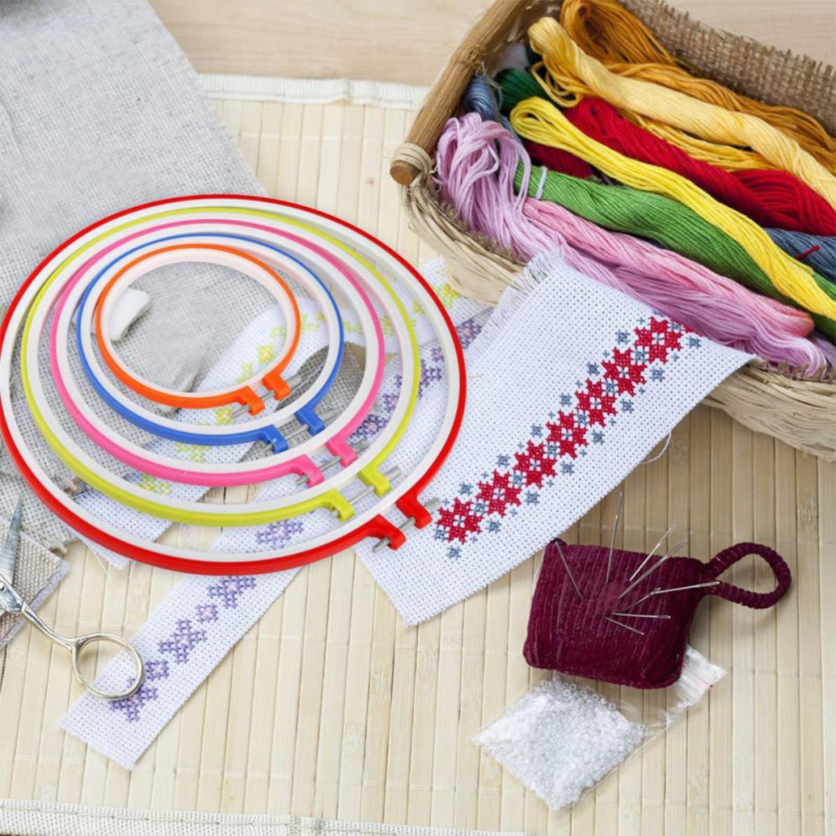 Embroidery Hoop Circle Frame DIY Plastic 5pcs