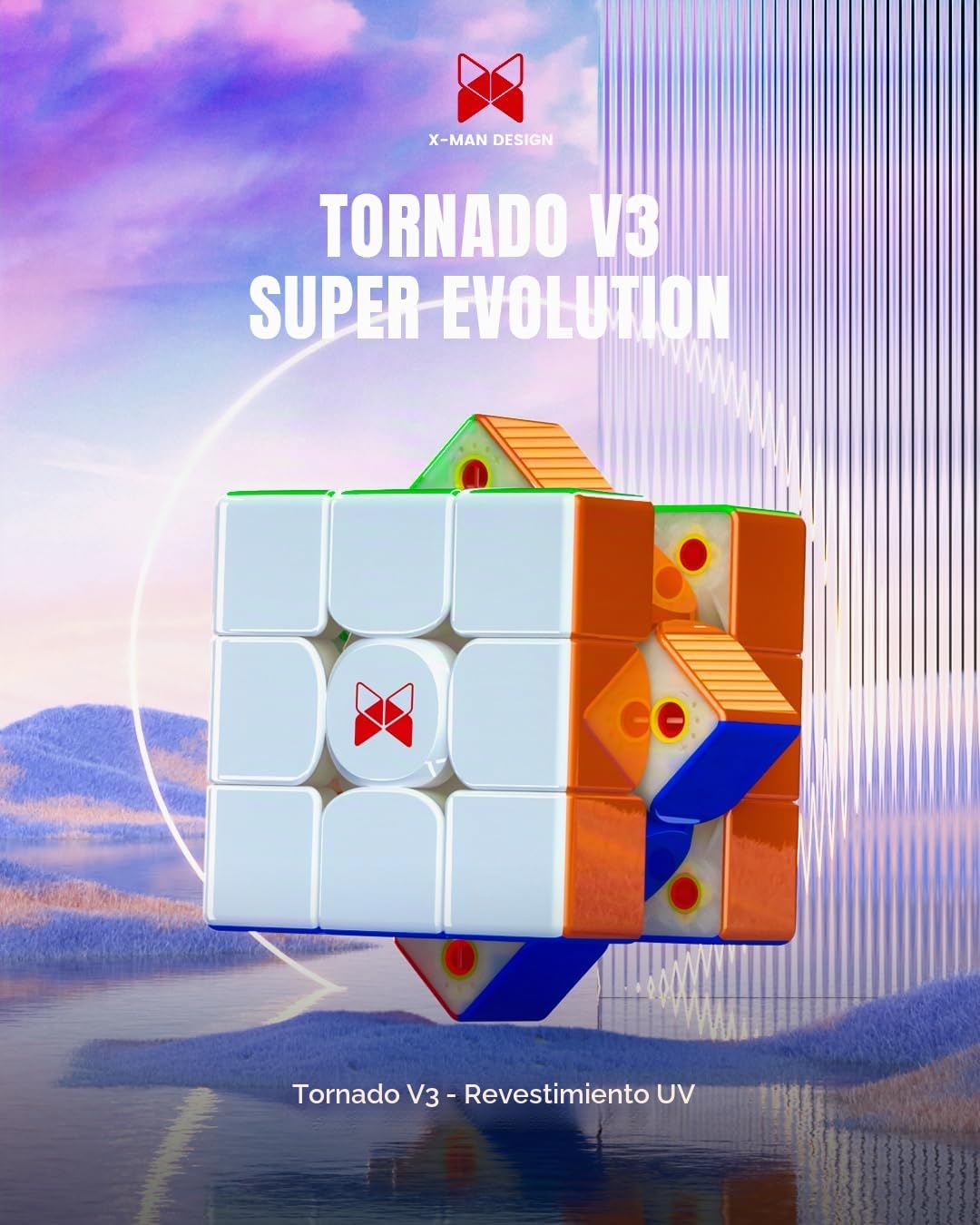 Cubo de Velocidad, QY X-Man Tornado V3M Pioneer UV Versión Profesional 3x3 Cubo Rápido sin Pegatinas Gira más Rápido Rompecabezas 3D Juguetes