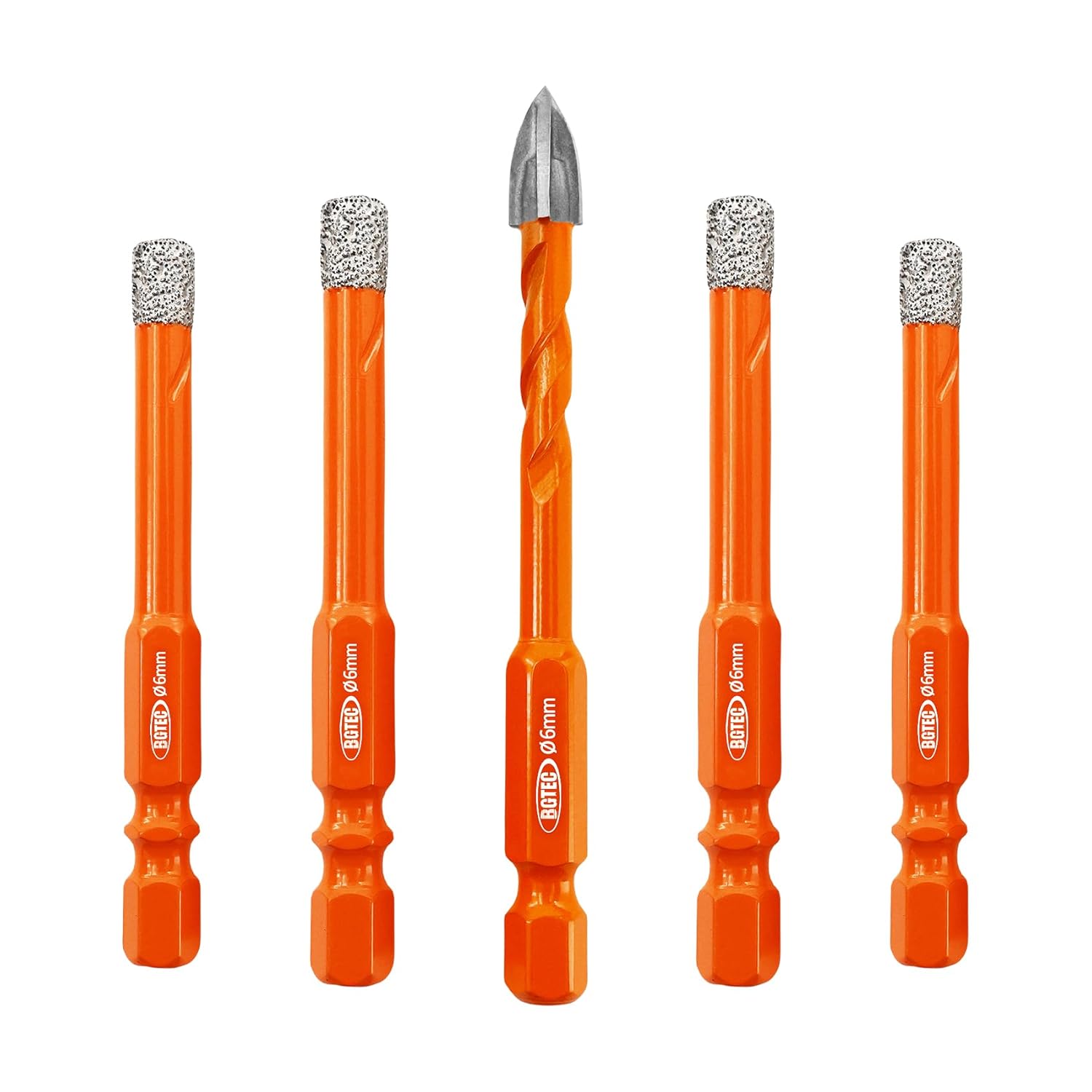 BGTEC Diamond Drill Bits Set Core Drill bit with Quick Change Hex Shank, 10pcs 1/4"" Tile Drill Bit for Ceramic Tile Porcelain Tile Marble Granite, Orange