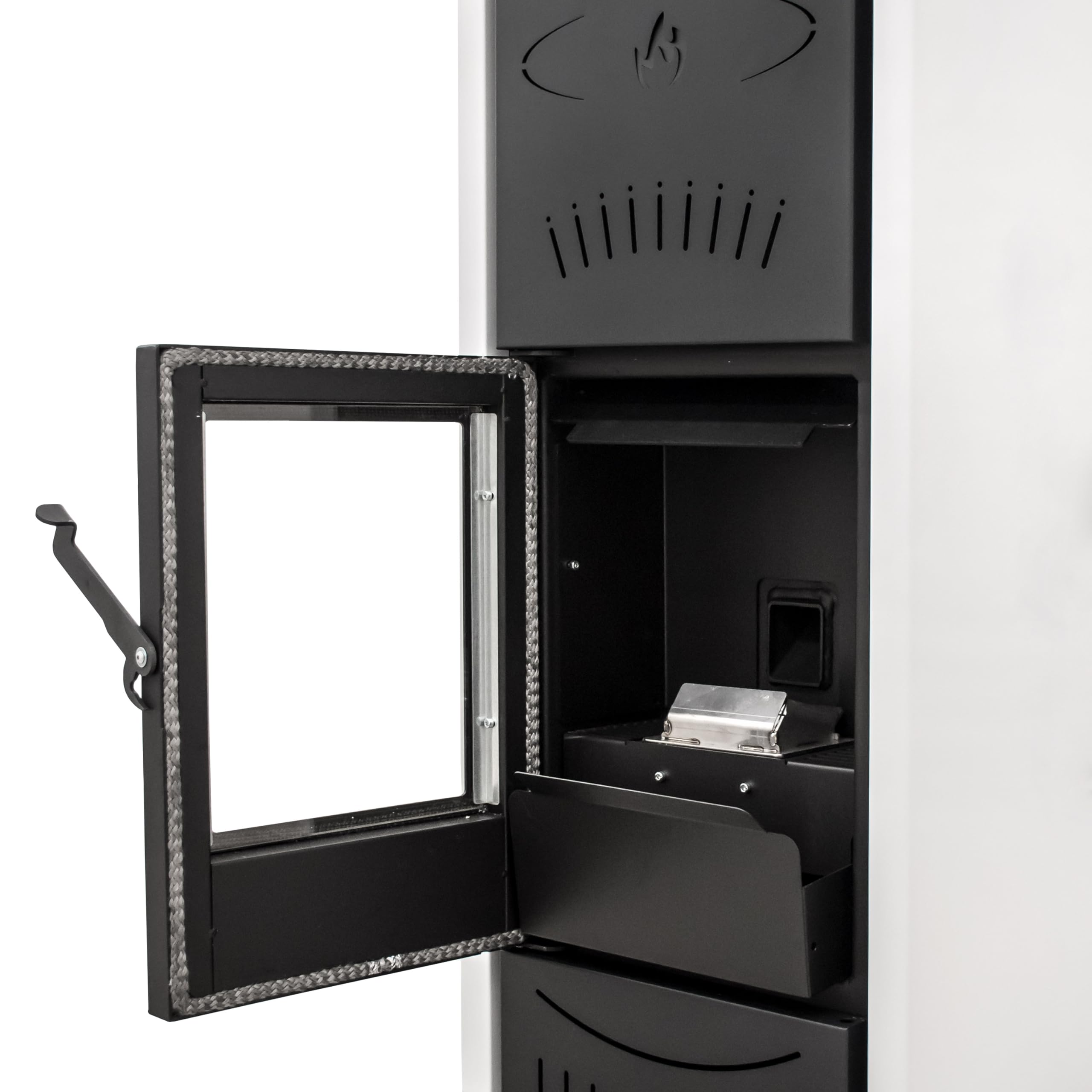 Stufe a Pellet Italia Srl - Estufa de pellets California, 8 Kw, estufa de pellet, ventilada, calienta hasta 60 m², 5 niveles de potencia, 5 velocidades de ventilación, programable, color blanco