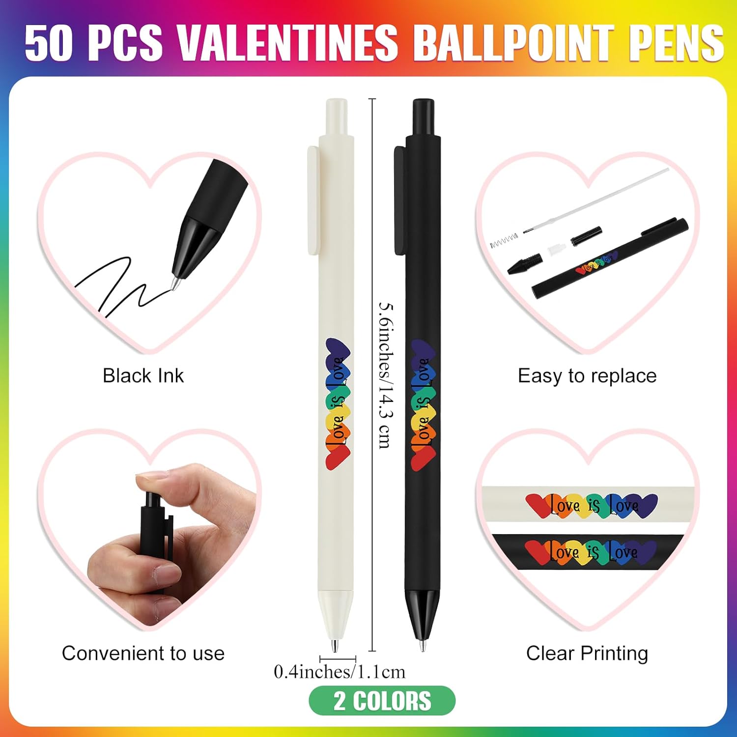 50 Sets LGBTQ Gifts Gay Pride Bulk LGBT Party Favors Lesbian Rainbow Pen Bracelets Ballpoint Pens Love is Love Proud of You Gifts Bookmarks for Pride Month Trans LGBT - Image 2