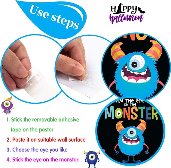 Halloween Party Games for Kids, Pin the Eye on the Monster Game