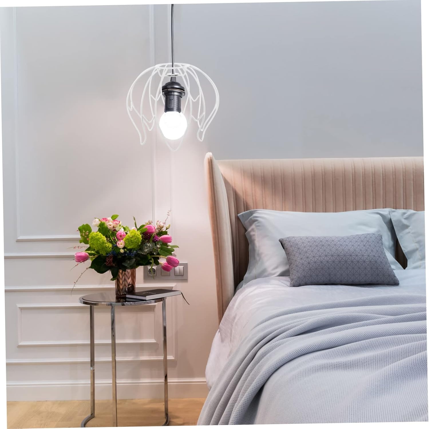 Vintage DIY Iron Lampshade Frame Sturdy Wire Cage for Table and Chandelier Light Fixtures Decorative Lamp Shade Ring for Home Office Cafe Use