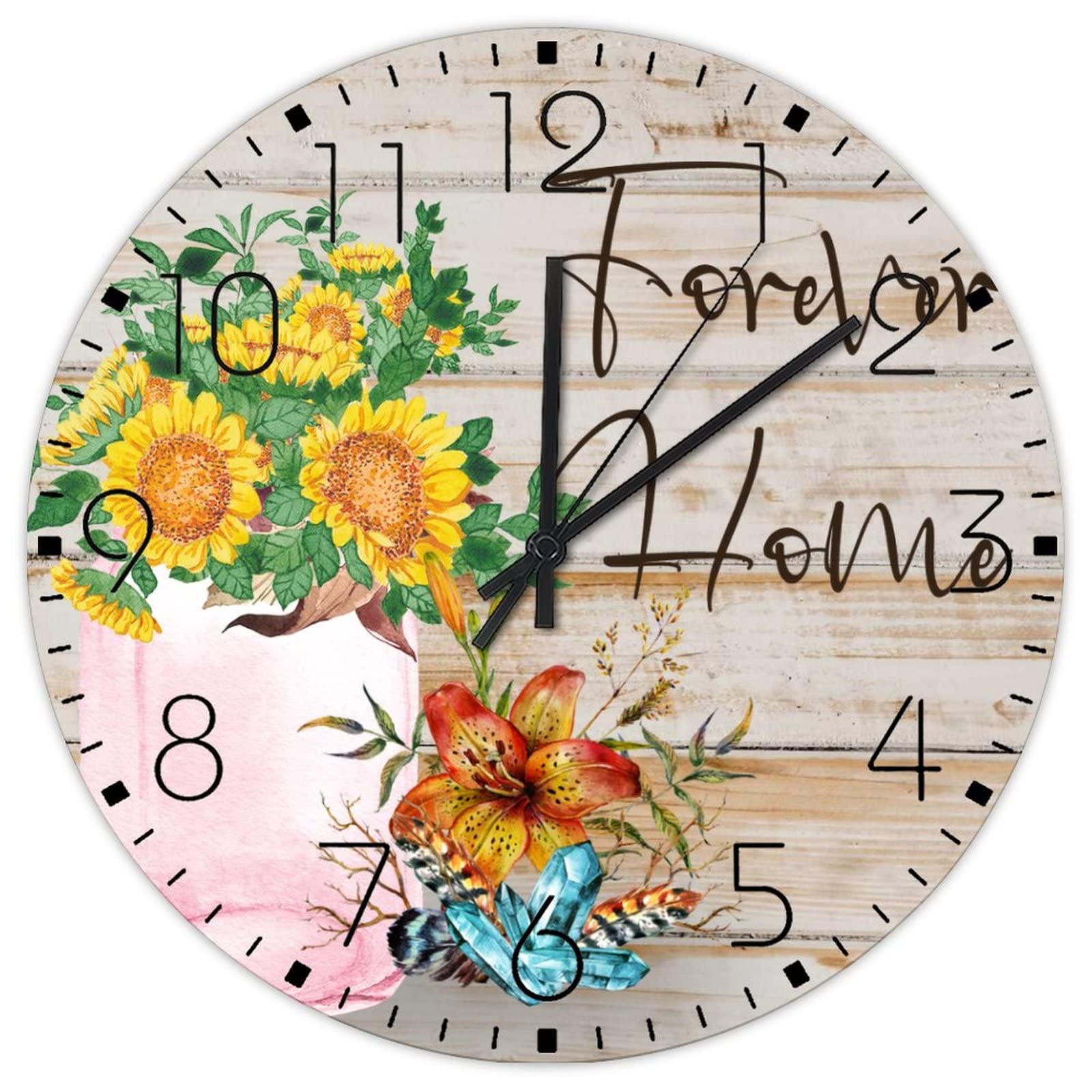 Horloge murale en bois Forever Home de 30,5 cm au style rustique pour decoration salon