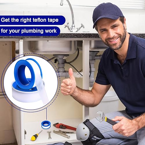Miniatura 6 de Pushglossy 100 rollos de cinta de PTFE de 12 x 520 pulgadas, cinta de fontanería sellador impermeable para cabezal de ducha, cinta de sellado de