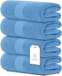 White Classic Luxury Bath Towels Large | 700 GSM Cotton Absorbent Hotel Bathroom Towel | 27x54 Inch | 4 Pack | Grey