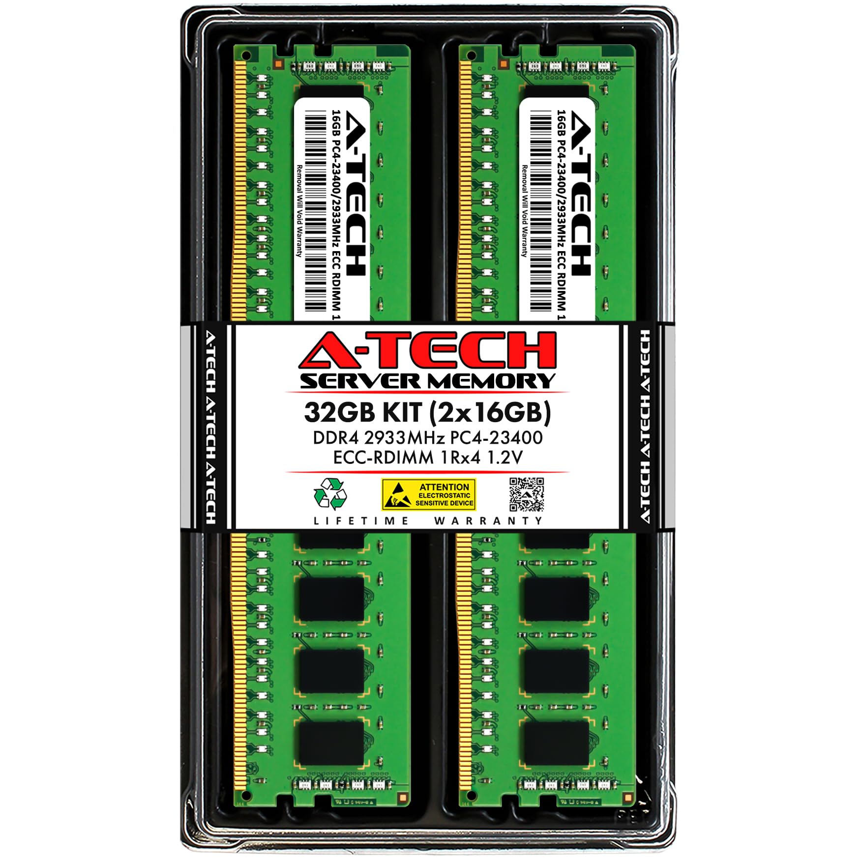 A-Tech 64GB Kit (2x32GB) DDR4 2666MHz PC4-21300 ECC RDIMM 2Rx4 Dual Rank 1.2V ECC Registered DIMM 288-Pin Server & Workstation RAM Memory Upgrade Modules (A-Tech Enterprise Series) — view 25