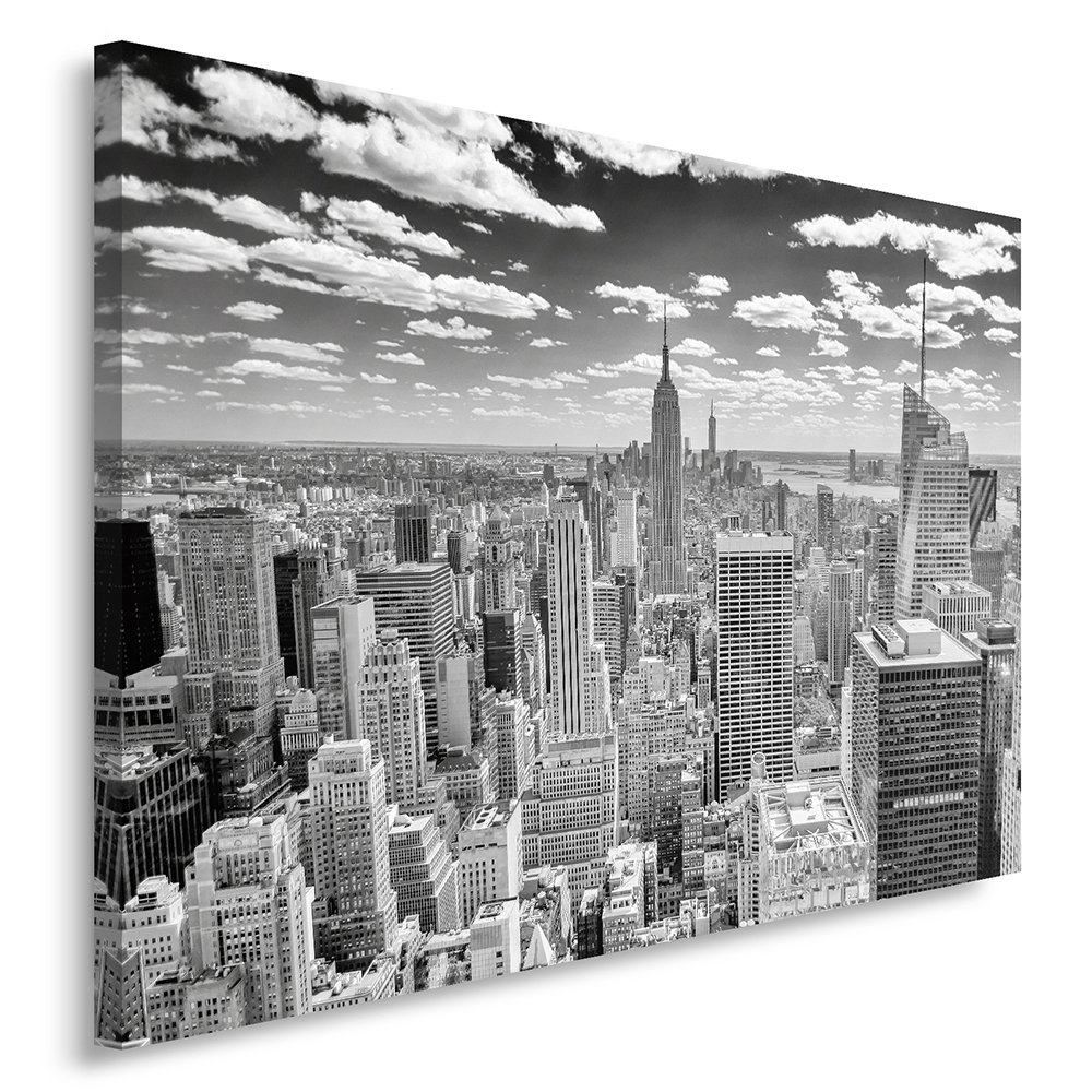 Feeby FramesPanels, Single panel, Picture on Canvas, Panoramic, Art Print, Canvas, New York, Black and White 60x80 cm