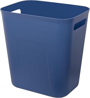 UUJOLY Plastic Small Trash Can Wastebasket, Garbage Container Basket for Bathrooms, Laundry Room, Kitchens, Offices, Kids Rooms, Dorms, 3.5 Gallon, Blue