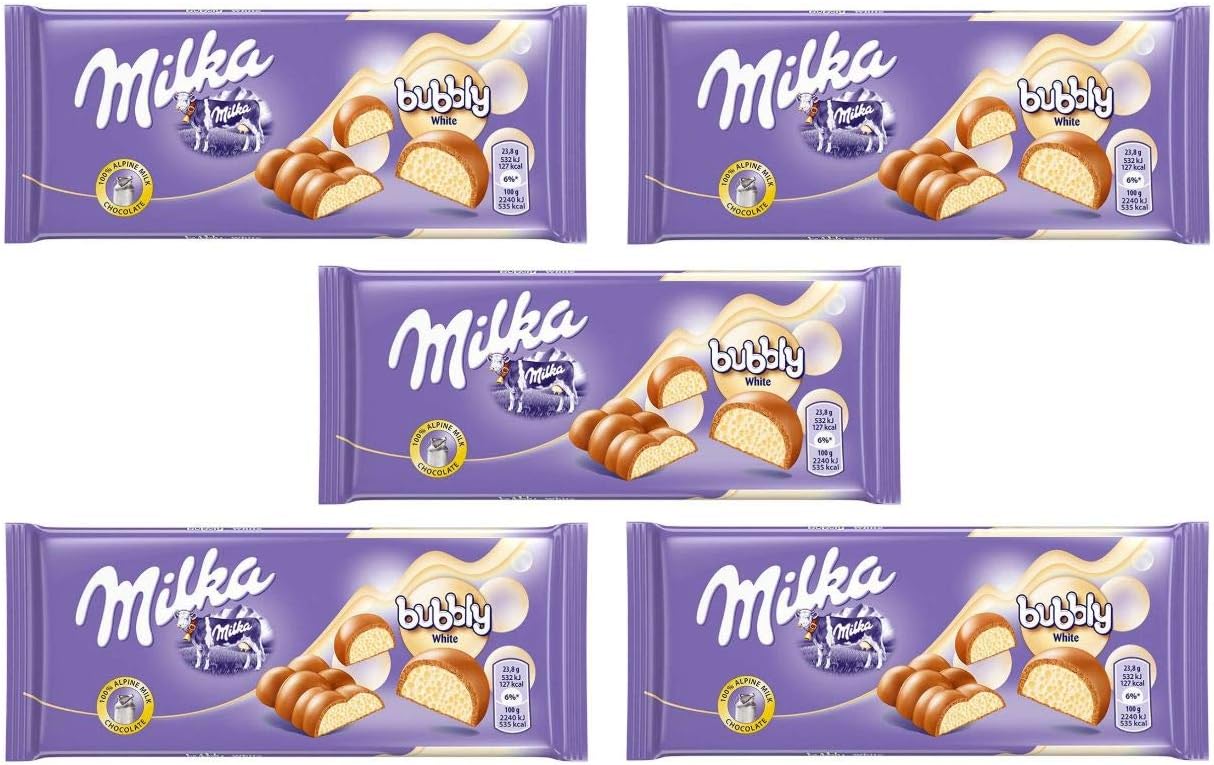 Bubbly White Chocolate, 95g/3.35oz (PACK OF 5)