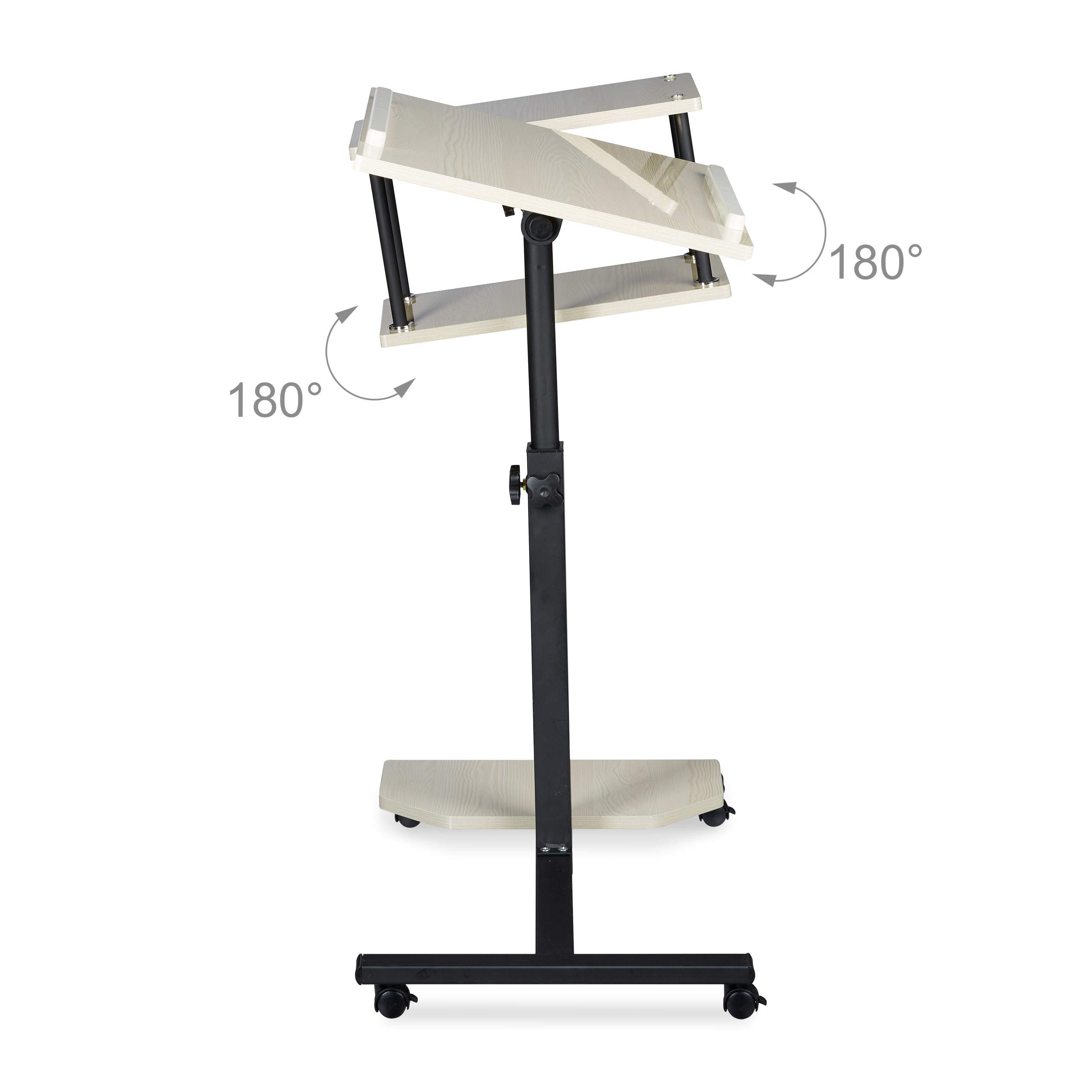 Relaxdays Tavolino per Pc, Supporto Computer Portatile, Mobile Grande, HLP 100x77x40 cm, 4 Ruote con Freno, Crema