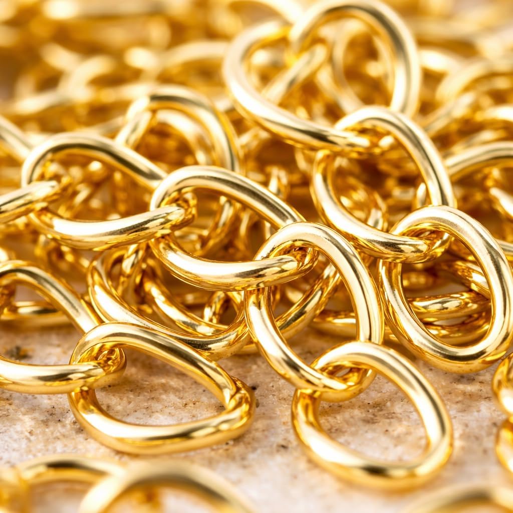 Perlin Metal Twisted Chain 100 Strands 5.5 x 3.5 mm Brass Jump Rings Link Chain Connector Accessories for Jewelry Making, DIY Crafts Necklace Bracelet (Gold-1) image 5