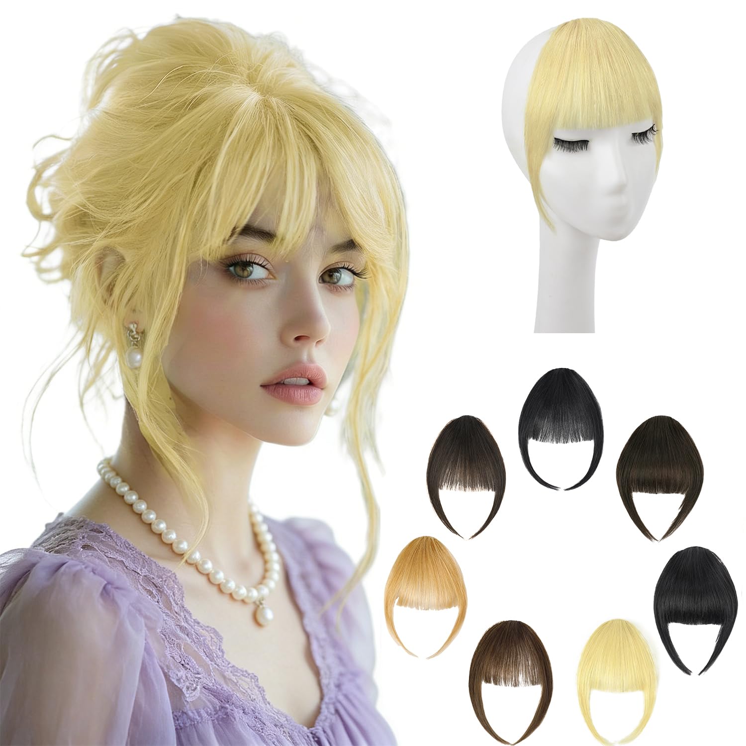 KISANOF Bleach Blonde Clip in Bangs