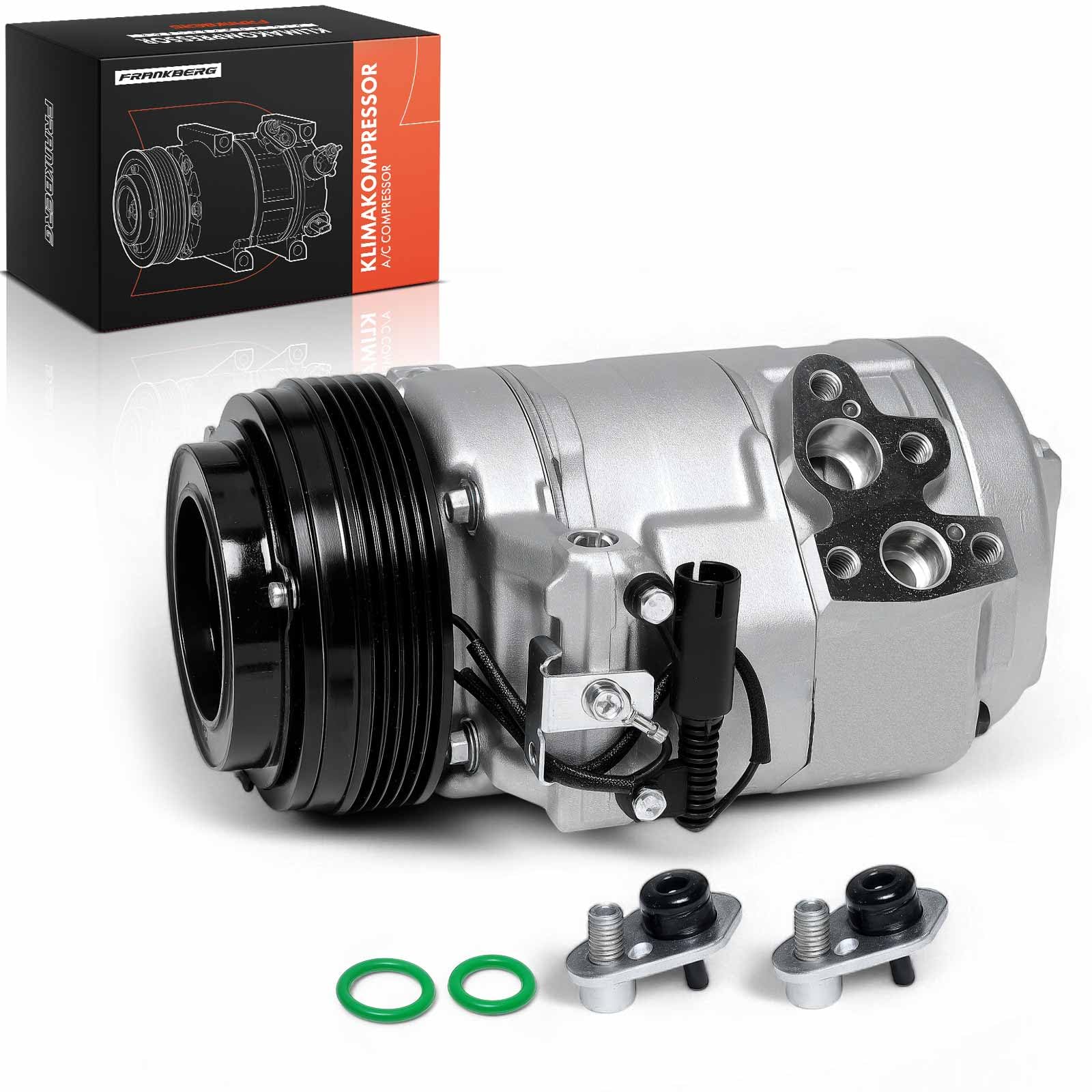 Frankberg Klimaanlagen Kompressor Klimakompressor mit Kupplung Kompatibel mit X5 E53 R.a.n.g.e R.o.v.e.r III L322 Replace# 64526921650, inkl. Öl vorbereift
