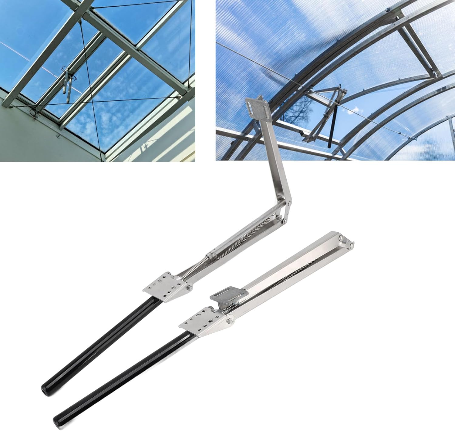 Greenhouse Vent Opener, 2PCS Solar Automatic Window Opener, Aluminum Alloy Roof Vent Kit for Farm & Garden (15lb Capacity)