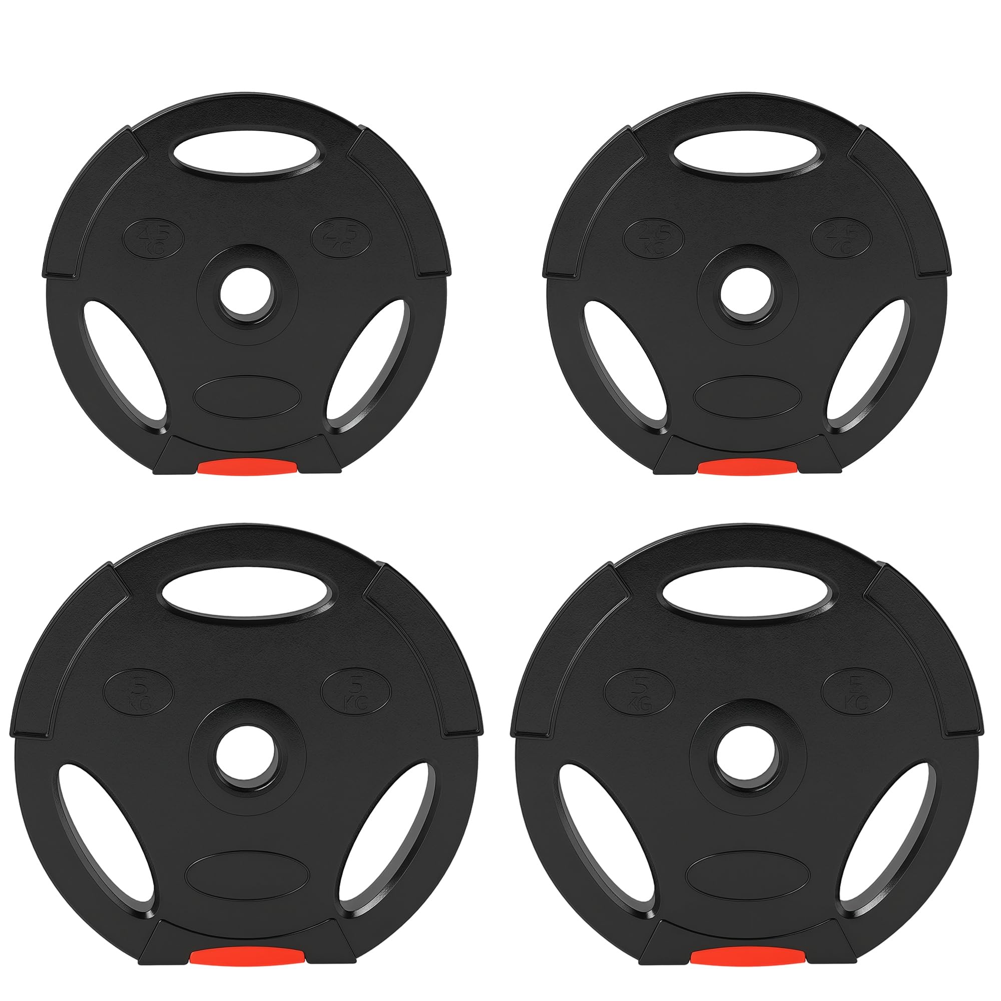 SPORTNOW 4er-Set Hantelgewichte, Gewichte, Hantelscheiben-Set, Gewichtsscheiben für 2,5 cm Hantelstange, Schwarz