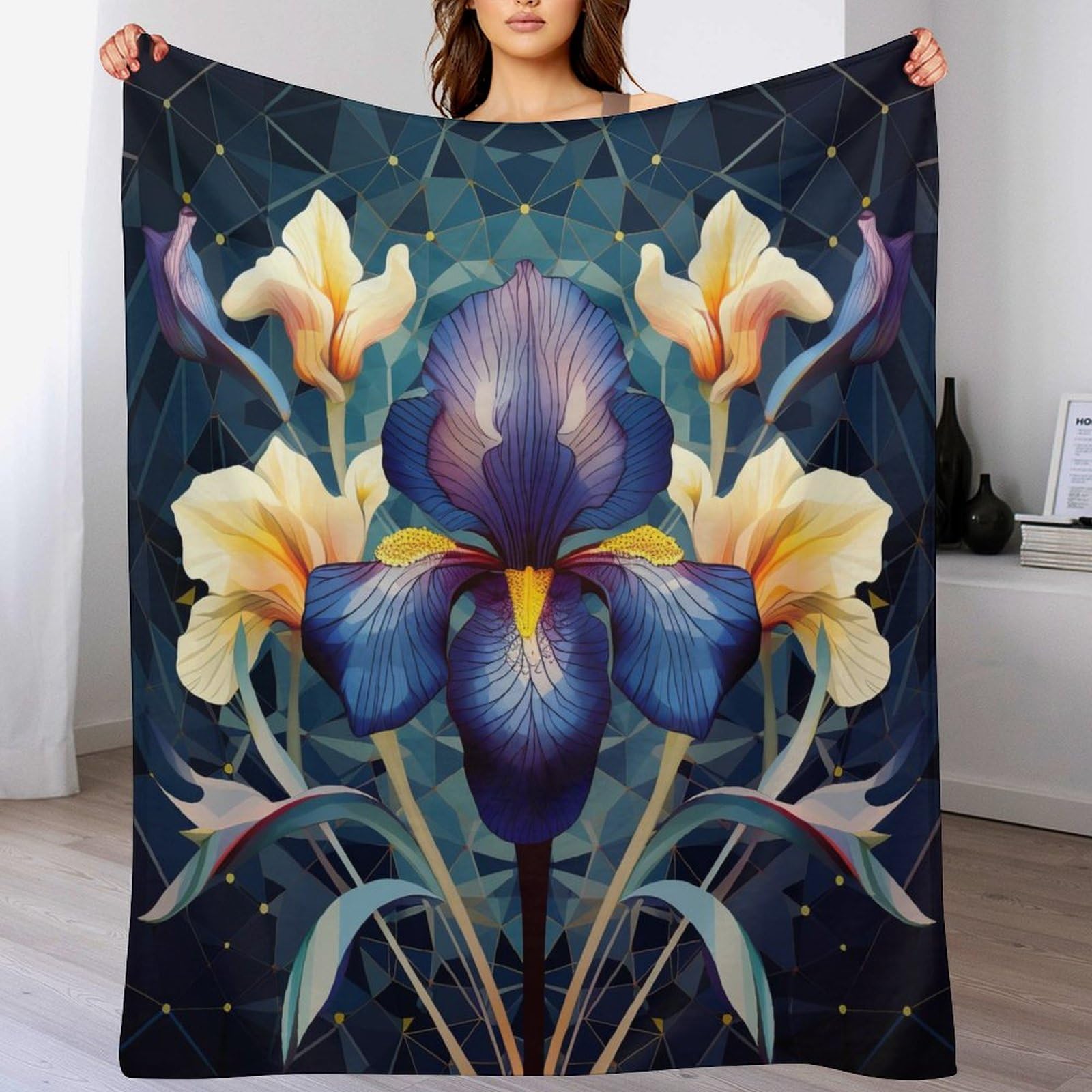 Manta de franela suave para el frio del sofa y dormitorio transpirable con flores