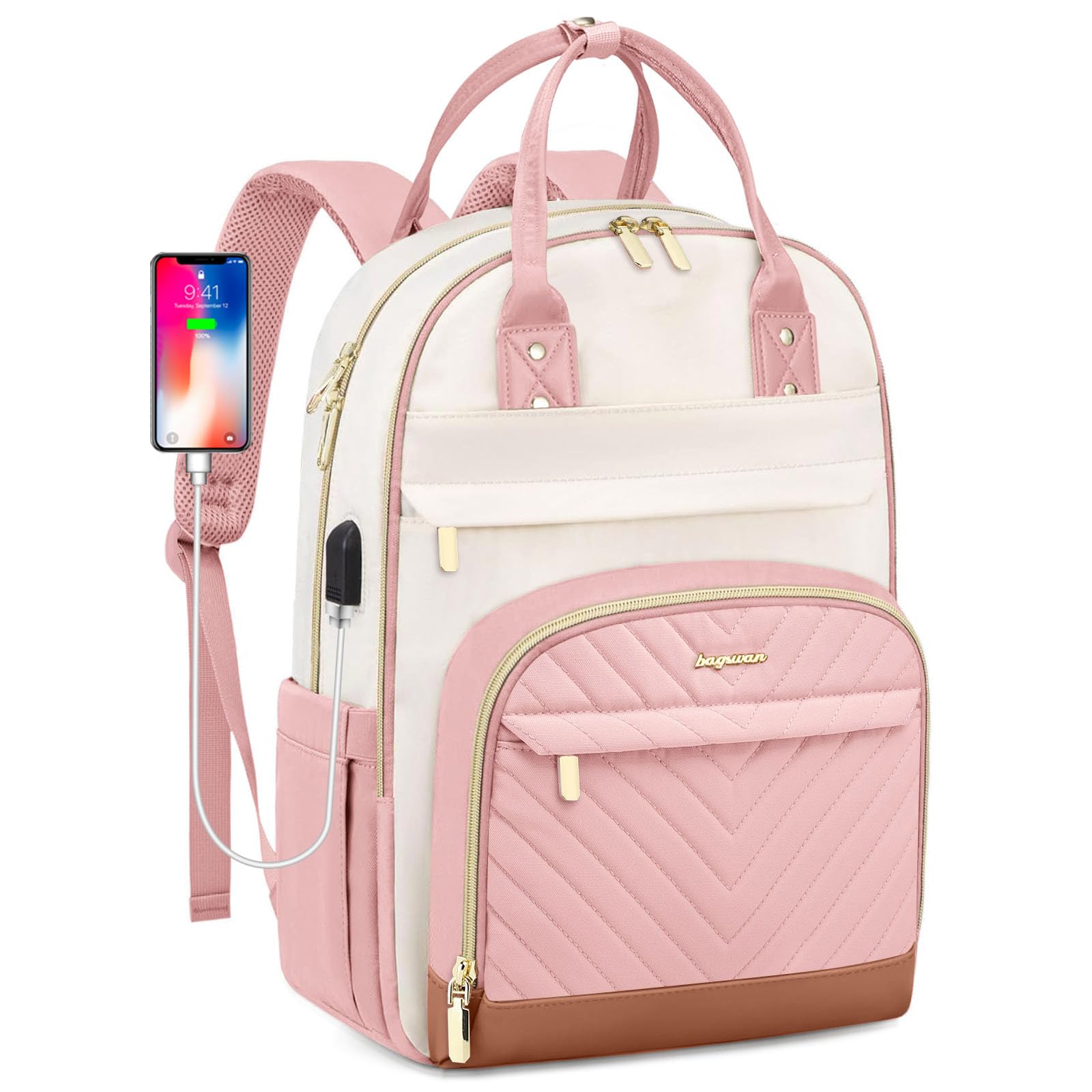 Laptop Backpack for Women Work Bag - 15.6 inch Travel Backpack Purse with USB Charger College Bookbag Waterproof Cute Casual Daypack Fashion Business